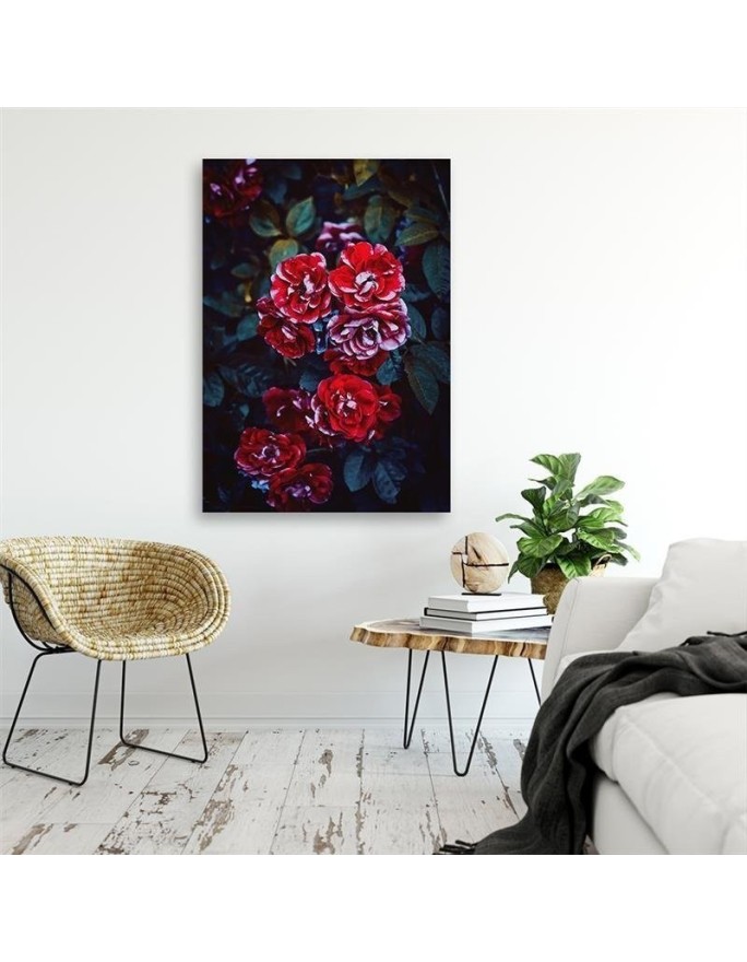 Canvas print - Red flowers on a background of leaves | FEEBY