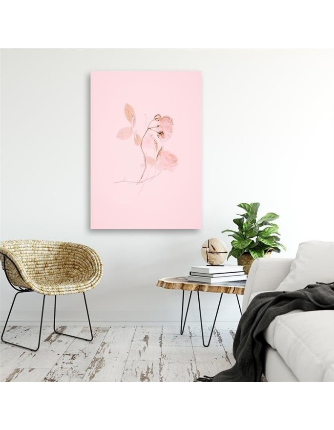 Canvas prints for living room - Minimalist pink flower | FEEBY