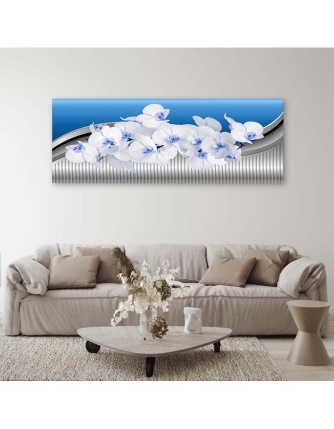 Canvas prints for bedroom - White orchid on blue background | FEEBY