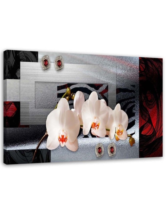 Canvas painting White orchid on geometric background | FEEBY