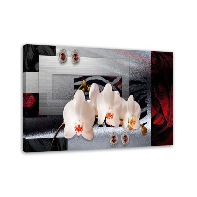 Canvas painting White orchid on geometric background | FEEBY