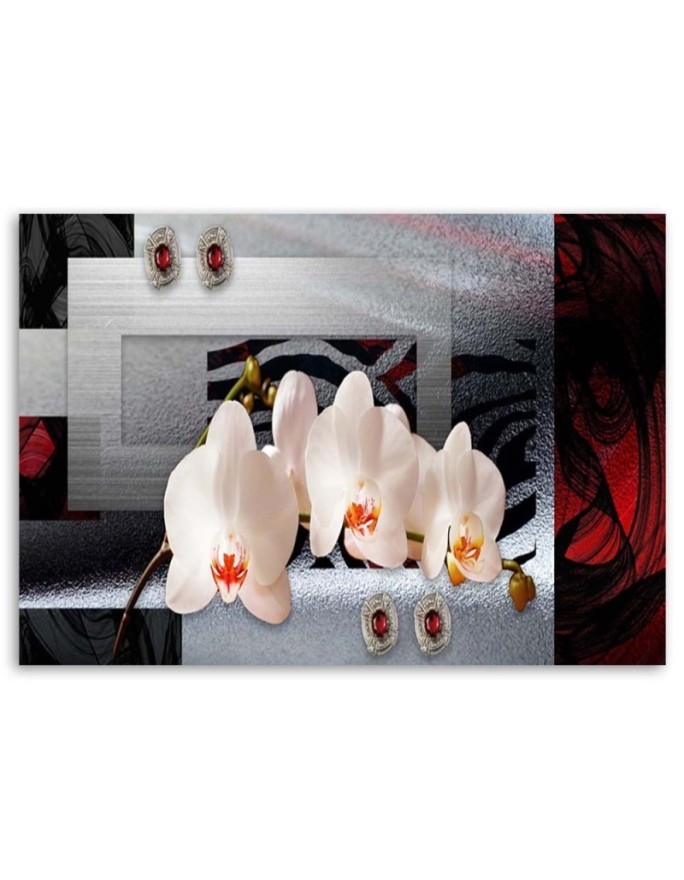 Canvas painting White orchid on geometric background | FEEBY