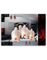 Canvas painting White orchid on geometric background | FEEBY