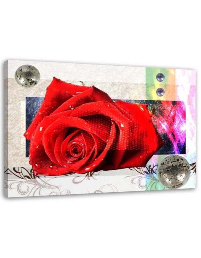 Canvas prints for living room - Red rose geometric composition | FEEBY
