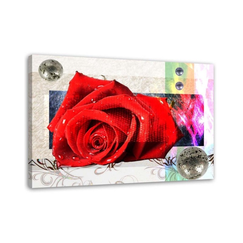 Canvas prints for living room - Red rose geometric composition | FEEBY