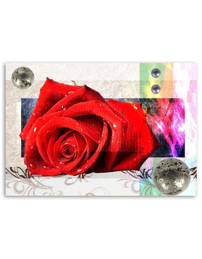 Canvas prints for living room - Red rose geometric composition | FEEBY