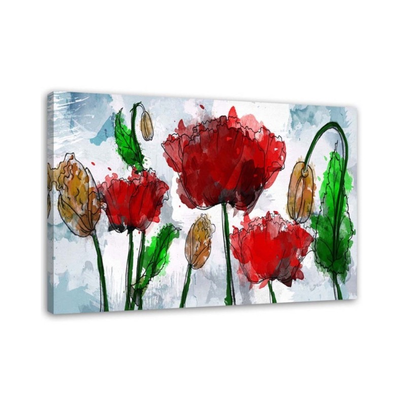 Painted watercolour poppies - Modern painting for the bedroom | FEEBY