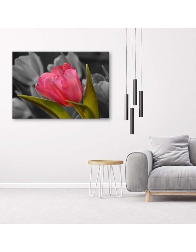 Blooming red tulip - Modern Canvas painting for bedroom | FEEBY