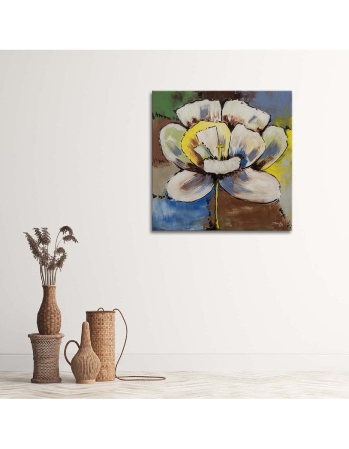Colourful flower - Canvas print for living room | FEEBY