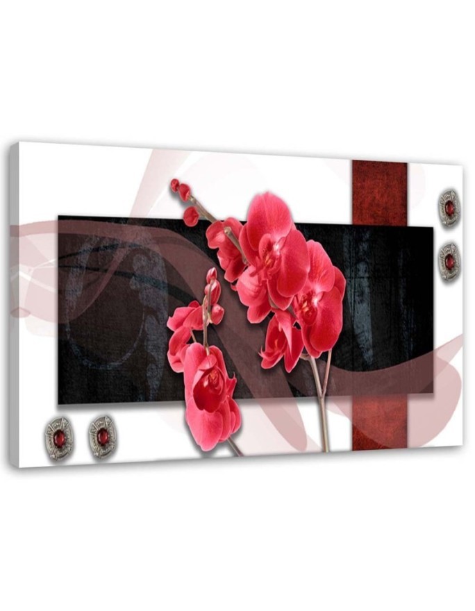 Red abstract with orchid - Canvas prints for living room | FEEBY