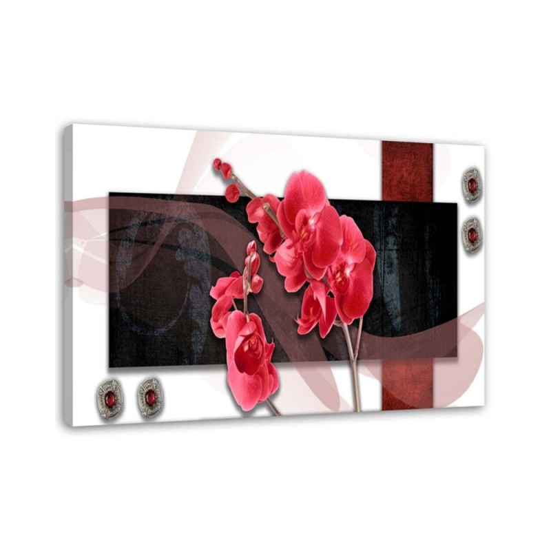 Red abstract with orchid - Canvas prints for living room | FEEBY