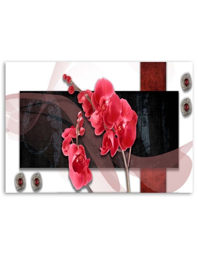 Red abstract with orchid - Canvas prints for living room | FEEBY