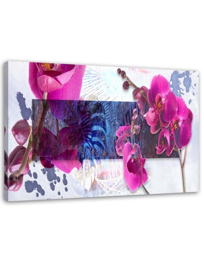 Wall Canvas painting - Geometric abstraction with purple orchid | FEEBY