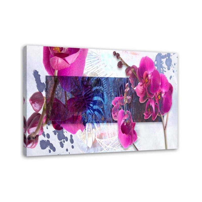 Wall Canvas painting - Geometric abstraction with purple orchid | FEEBY