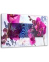 Wall Canvas painting - Geometric abstraction with purple orchid | FEEBY