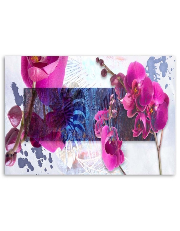 Wall Canvas painting - Geometric abstraction with purple orchid | FEEBY