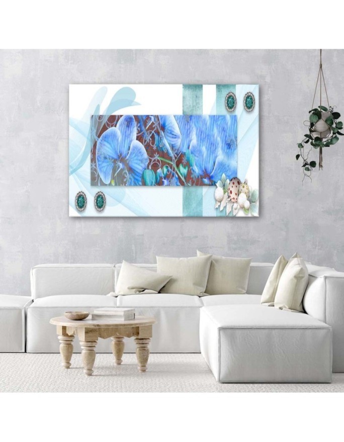 Canvas prints for living room on canvas Blue orchid composition | FEEBY