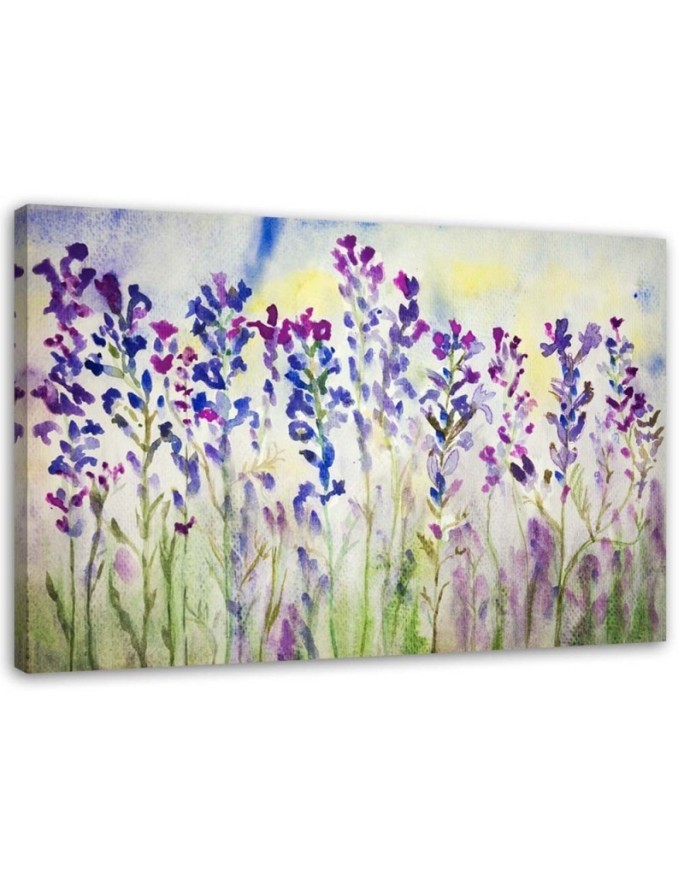 Modern Canvas painting for living room - Purple flowers in a meadow | FEEBY