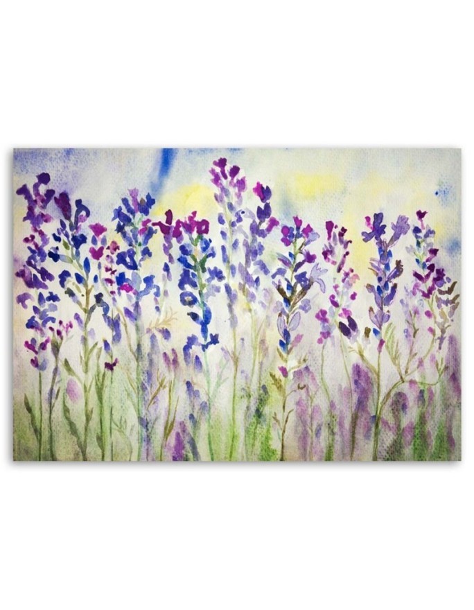 Modern Canvas painting for living room - Purple flowers in a meadow | FEEBY