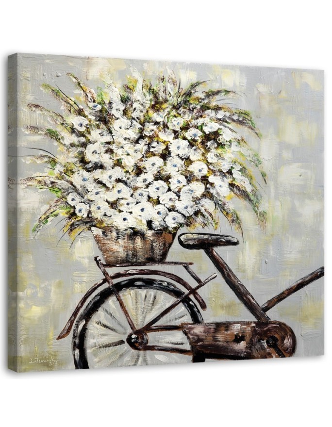 Modern wall art painting - Bouquet of flowers and bicycle | FEEBY