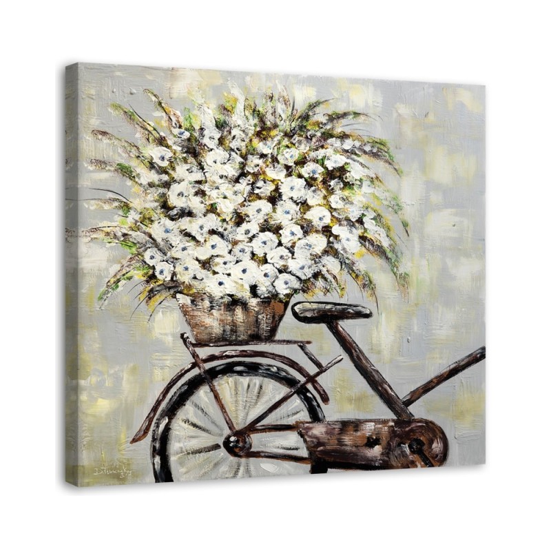 Modern wall art painting - Bouquet of flowers and bicycle | FEEBY
