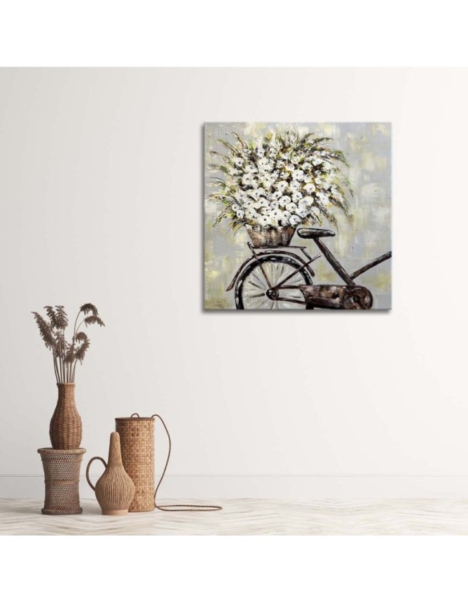 Modern wall art painting - Bouquet of flowers and bicycle | FEEBY