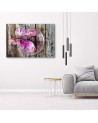 Orchid on a background of boards - Canvas print for the living room | FEEBY