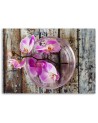 Orchid on a background of boards - Canvas print for the living room | FEEBY