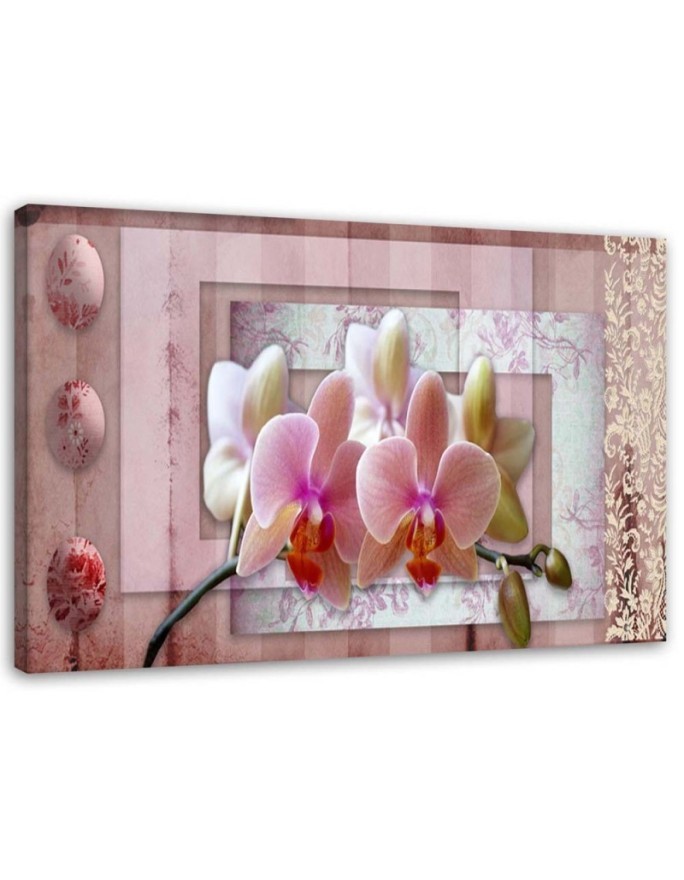 Pink vintage orchid - Modern Canvas painting for living room | FEEBY