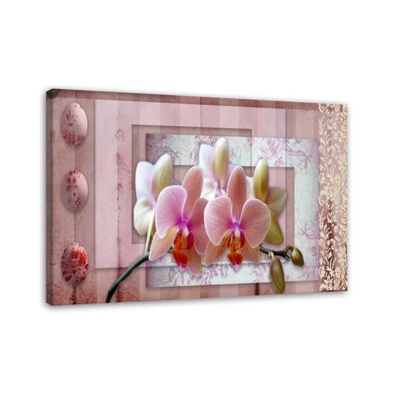 Pink vintage orchid - Modern Canvas painting for living room | FEEBY