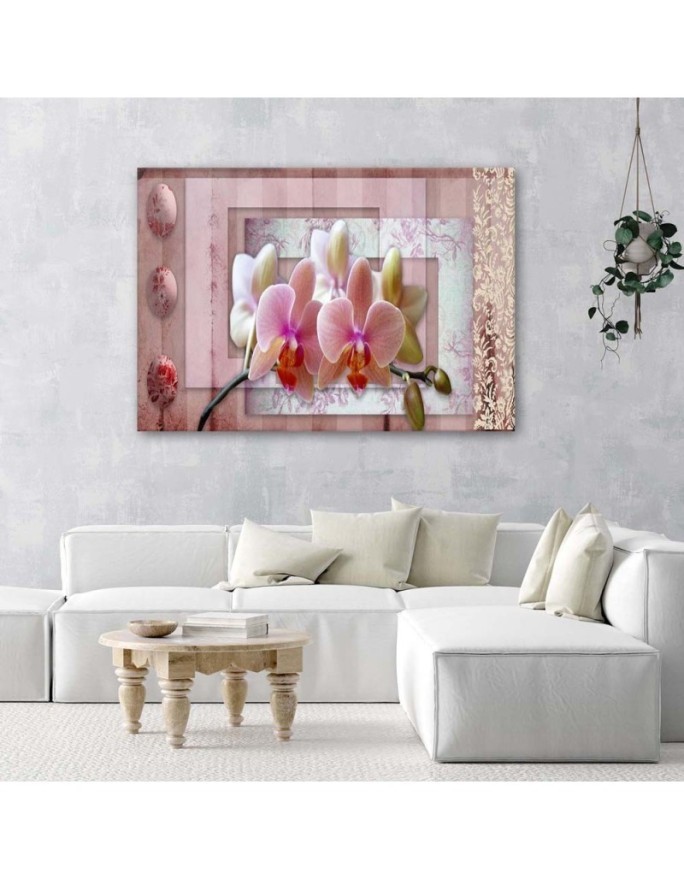 Pink vintage orchid - Modern Canvas painting for living room | FEEBY