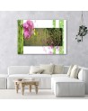 Orchid and bamboos abstract - Modern painting for living room | FEEBY