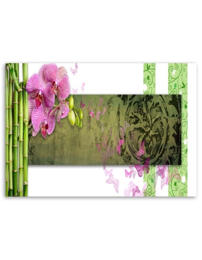 Orchid and bamboos abstract - Modern painting for living room | FEEBY