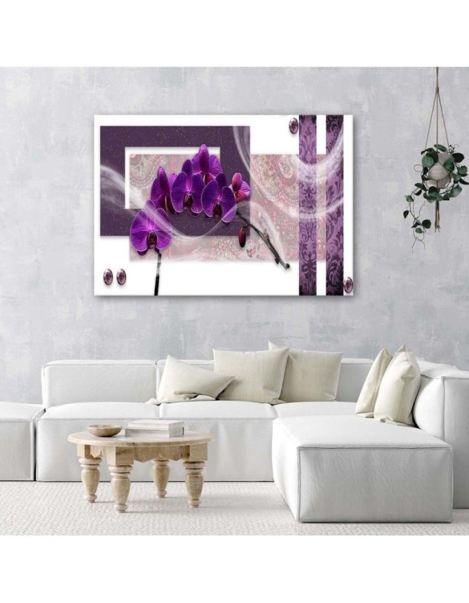 Purple orchid abstract - Modern painting for living room | FEEBY