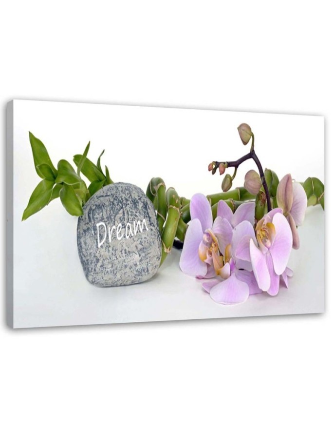 Zen orchids with Dream inscription - Canvas painting for spa | FEEBY