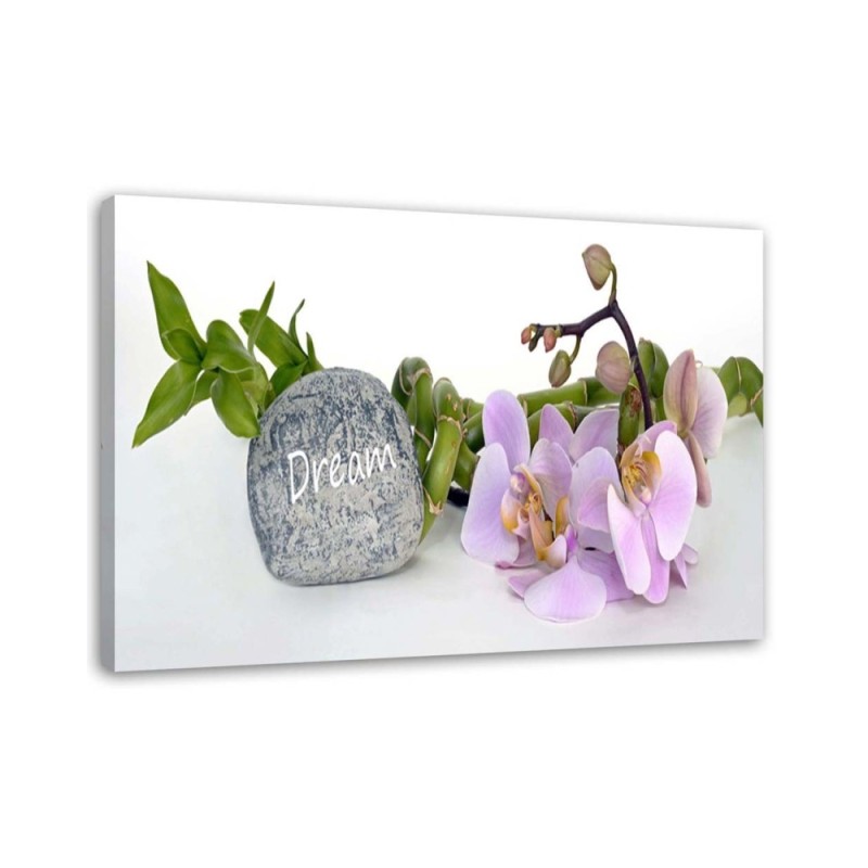 Zen orchids with Dream inscription - Canvas painting for spa | FEEBY