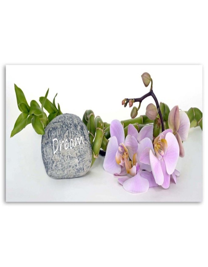 Zen orchids with Dream inscription - Canvas painting for spa | FEEBY