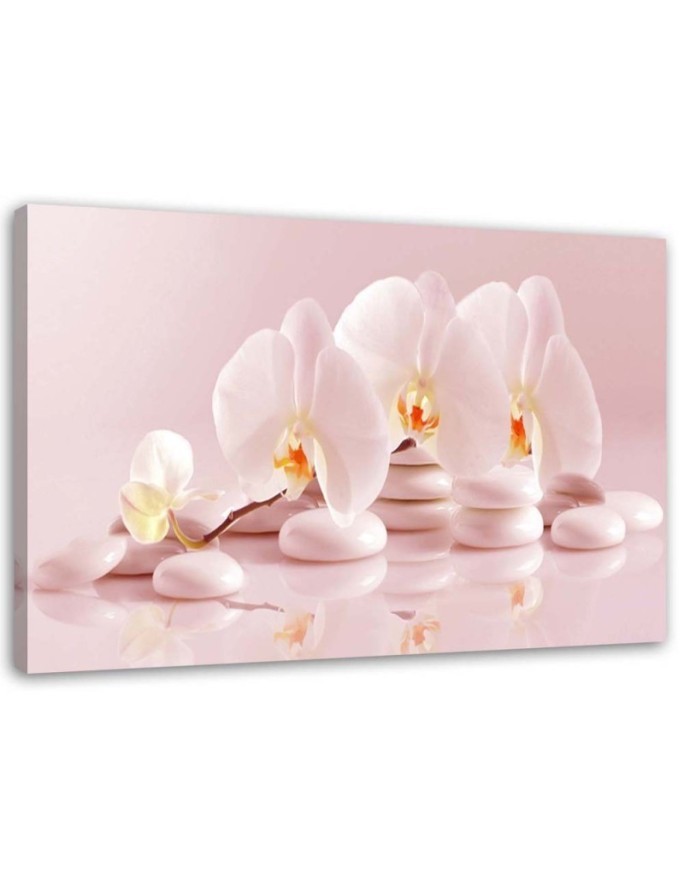 Wall art painting - Zen orchids in powder pink | FEEBY
