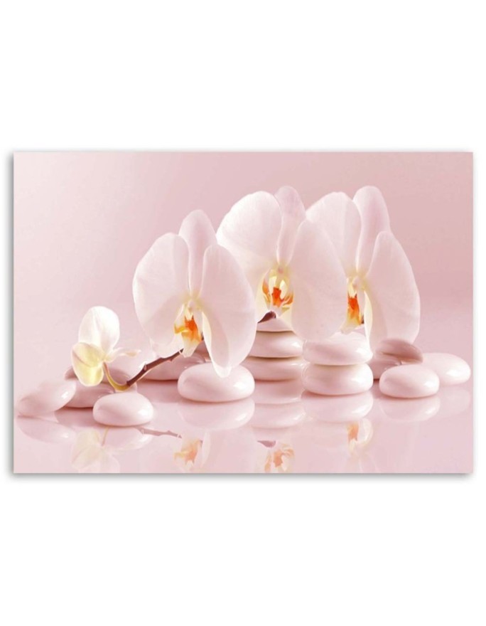 Wall art painting - Zen orchids in powder pink | FEEBY