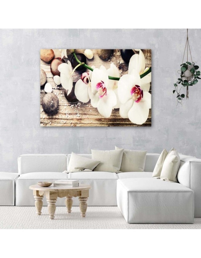 Canvas wall art painting - White zen orchids | FEEBY