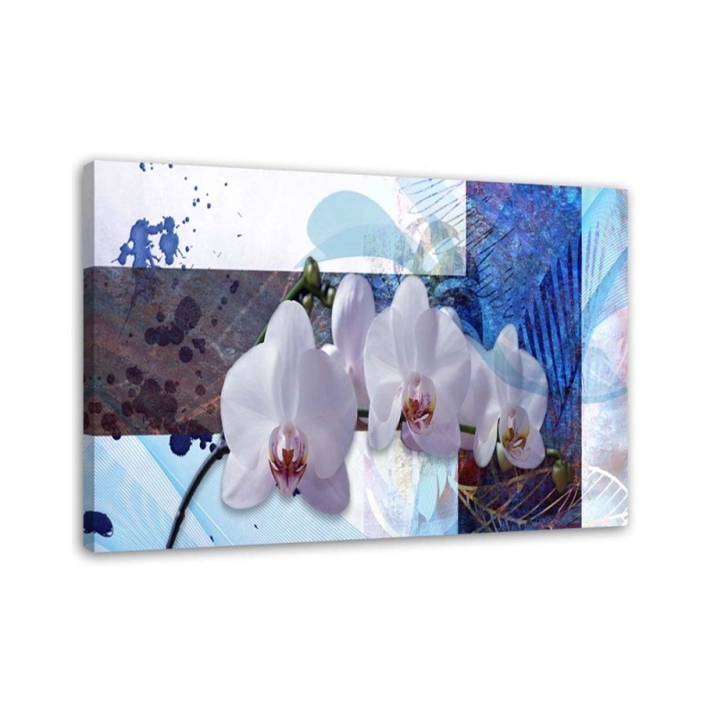 Canvas wall art painting - Blue orchid composition | FEEBY