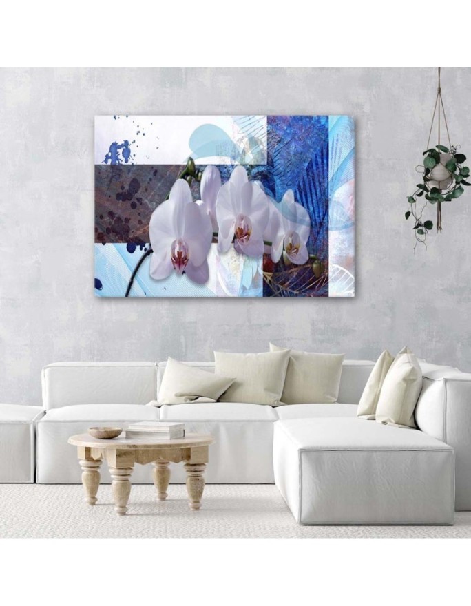 Canvas wall art painting - Blue orchid composition | FEEBY