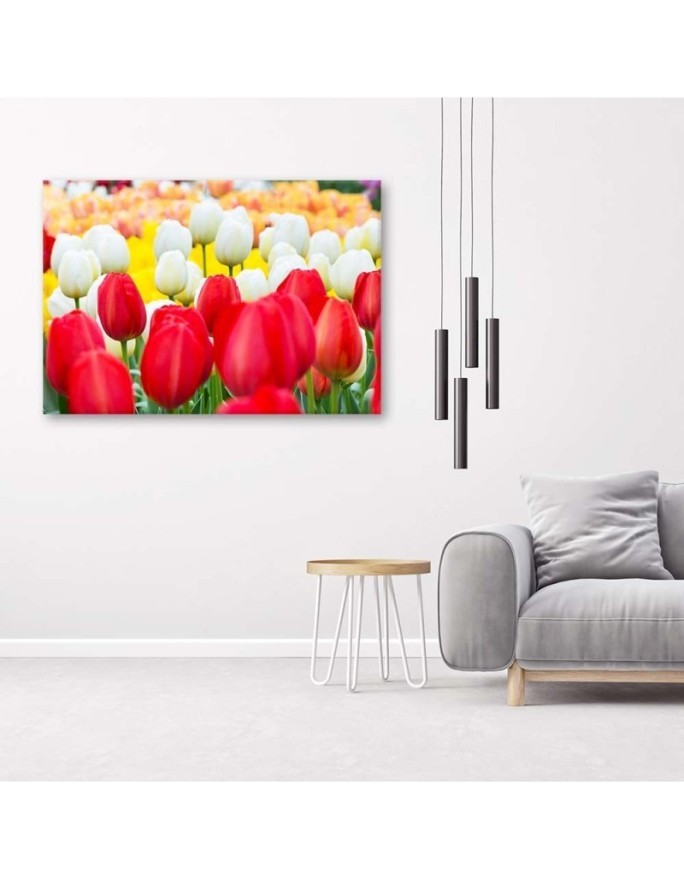 Modern Canvas painting for bedroom - Tulips in a meadow | FEEBY