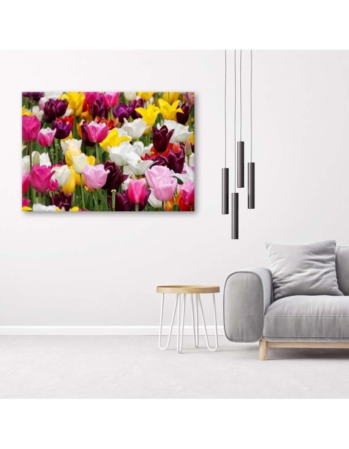 Modern Canvas painting for bedroom - Meadow full of tulips | FEEBY