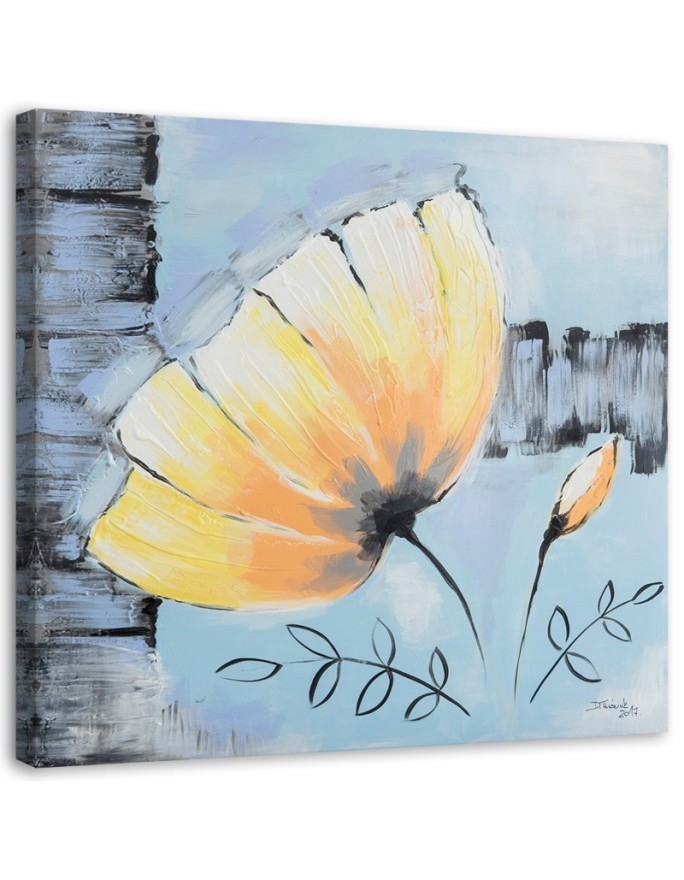 Canvas prints as hand-painted - Yellow flower shabby chic | FEEBY