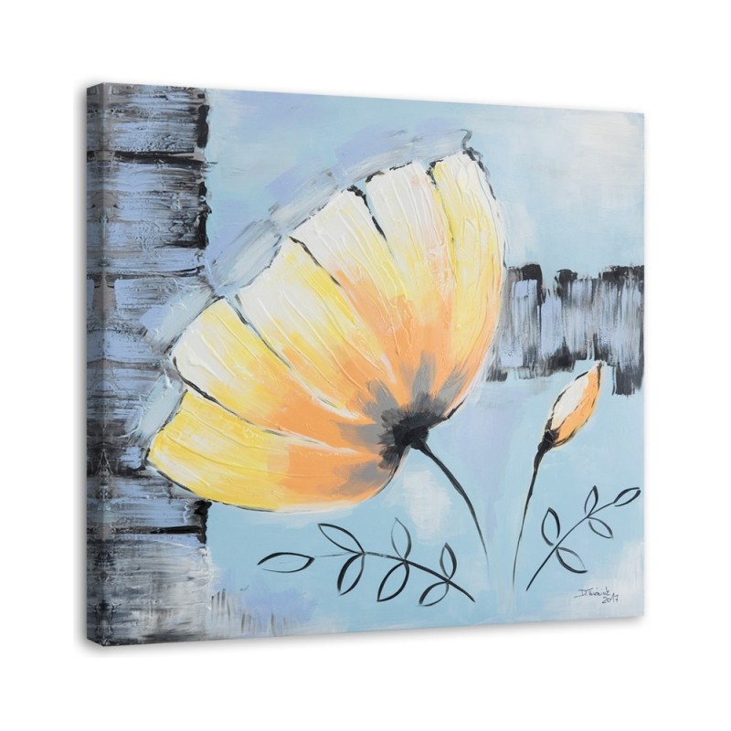 Canvas prints as hand-painted - Yellow flower shabby chic | FEEBY