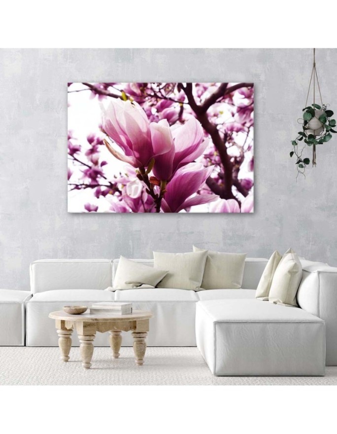 Blooming magnolia - Modern Canvas painting for living room | FEEBY