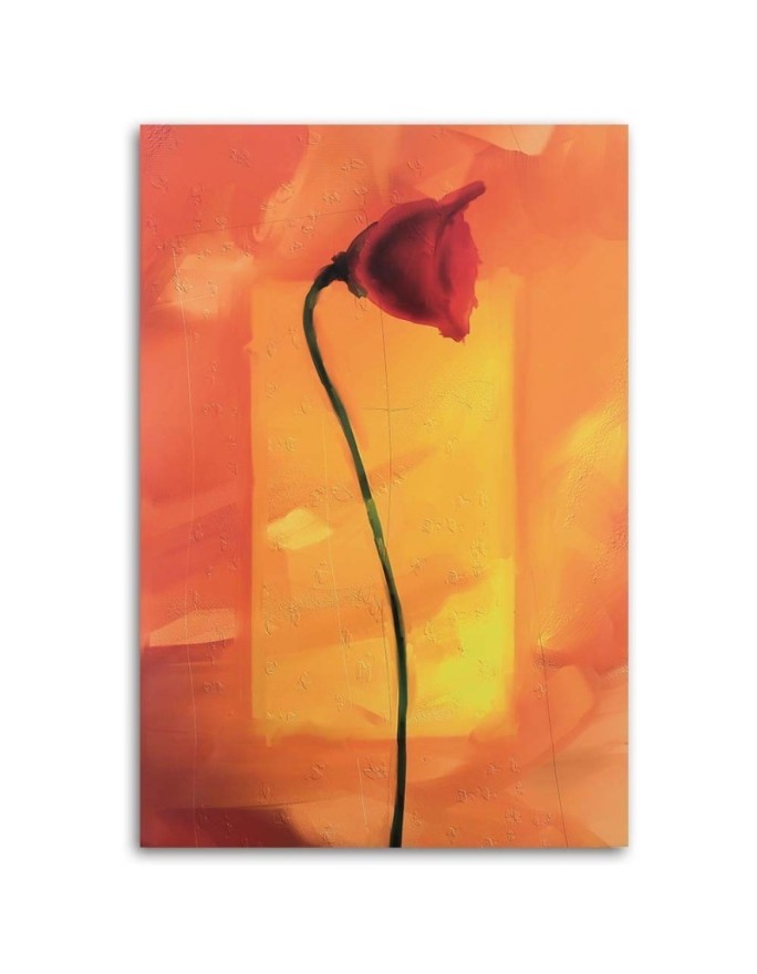 Lone poppy flower - Modern Canvas painting for living room | FEEBY