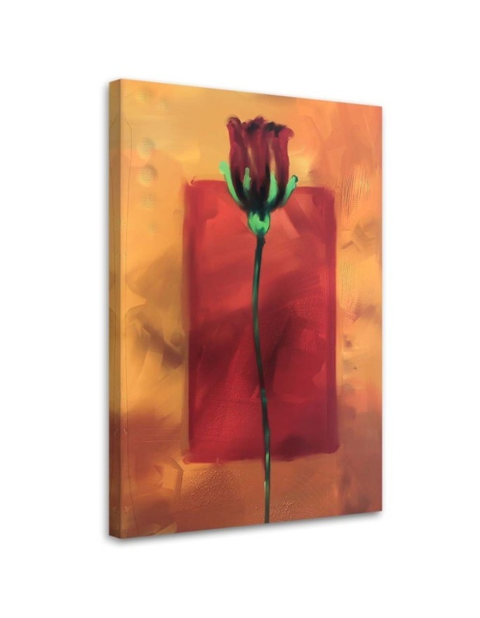 Hand-painted red rose - Modern Canvas painting for the living room | FEEBY