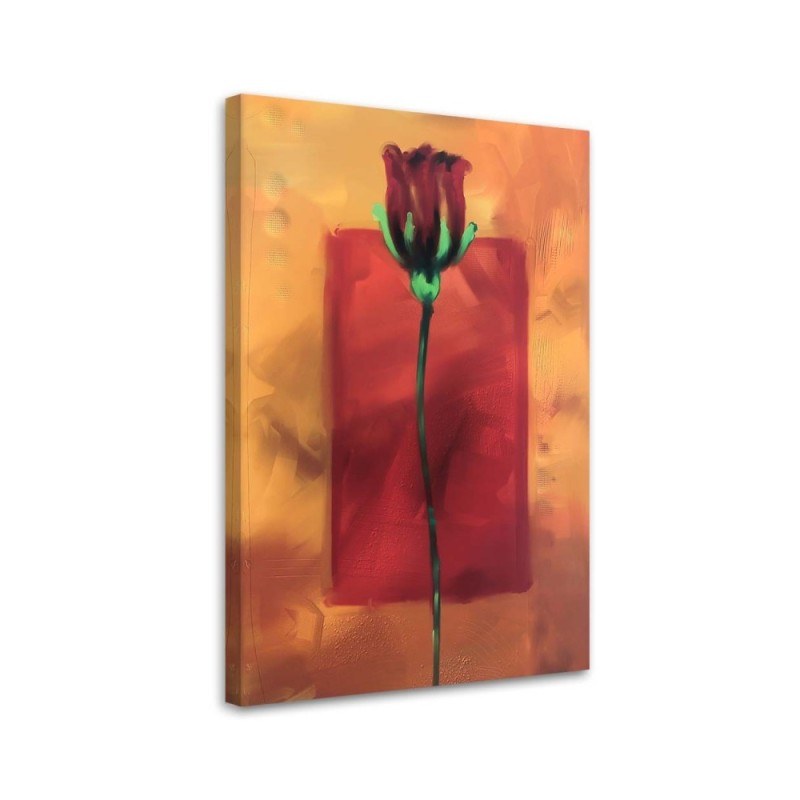 Hand-painted red rose - Modern Canvas painting for the living room | FEEBY